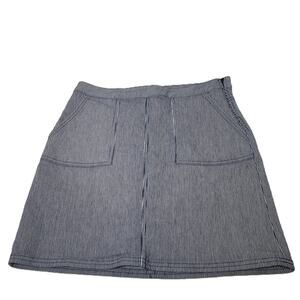 prAna Women's Indigo Striped‎ Skirt Size 8 Vacation Travel Front Pockets